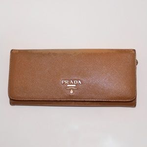 PRADA Saffiano Leather Continental Wallet